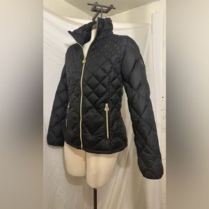 Black Michael Kors Diamond Quilted Packable Down Coat